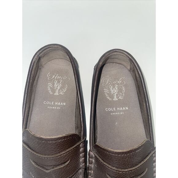 Cole Haan Grand OS Pinch Maine Classic Brown Leather Penny Loafers Mens 12M - Picture 2 of 10